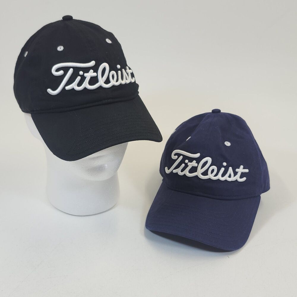 Titleist Golf Hats Lot of 2 New Era Strapback Buckle Cotton Black Blue Caps